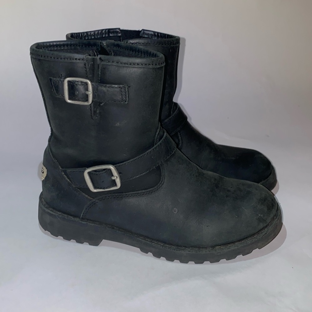 Ugg suede moto boots, black, size 2 youth